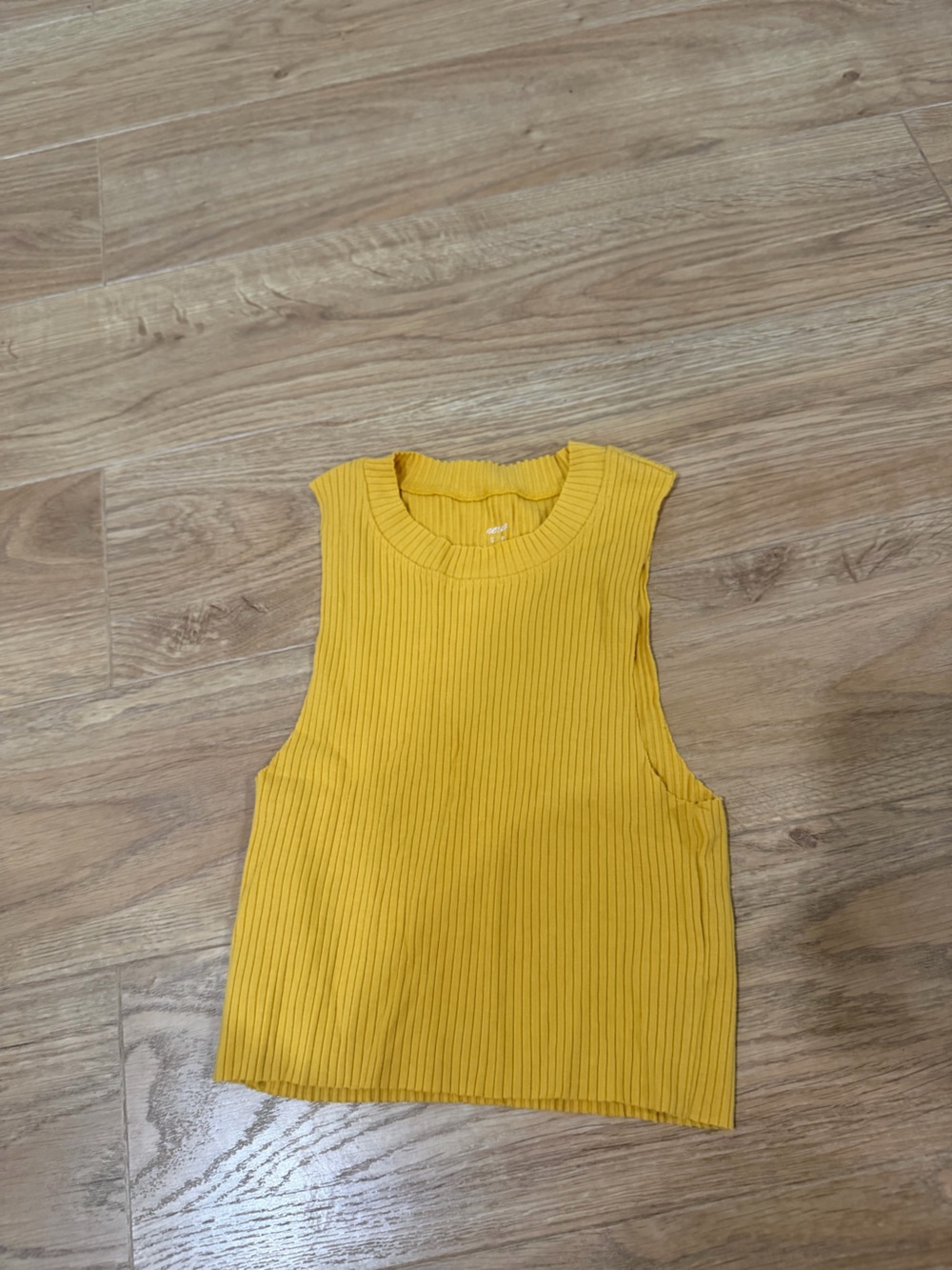 aerie Ribbed Sleeveless Crop Top in Mustard